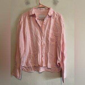 3/$20 Lola River Pink & White 100% Lyocell Button Up Cropped Blouse Medium